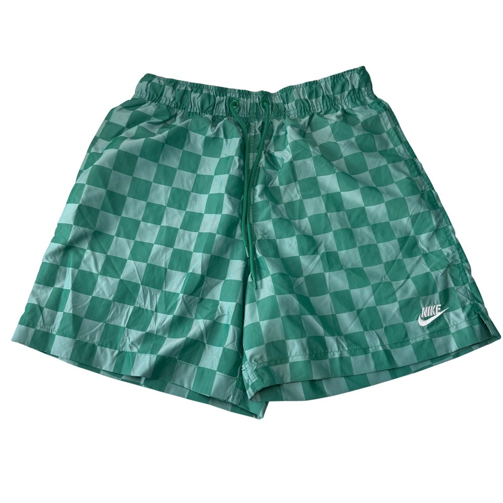 Nike Mens Green Checkerboard Shorts Standard Fit Above‎ Knee Mens Small New